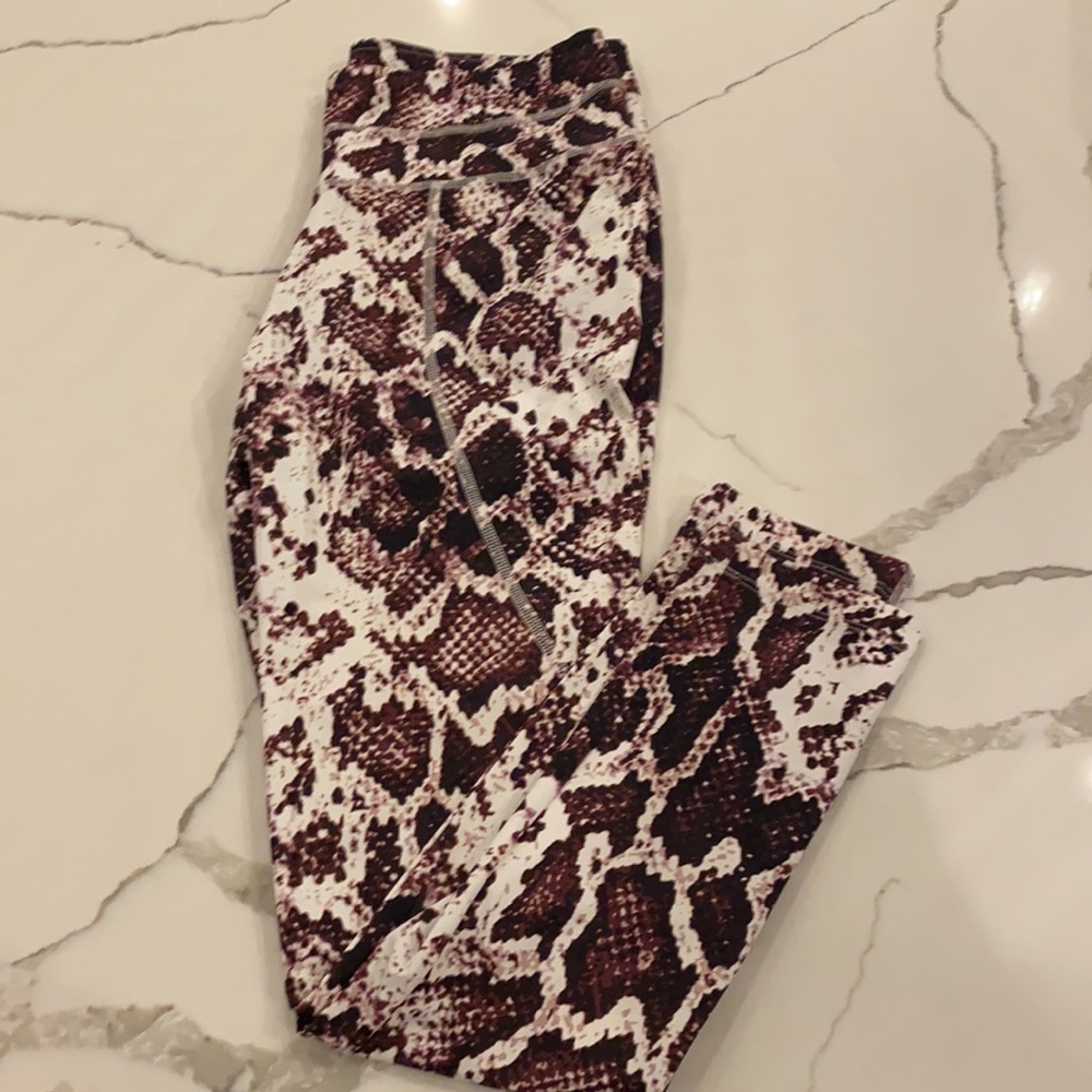 Maroon snakeskin Varley Leggings